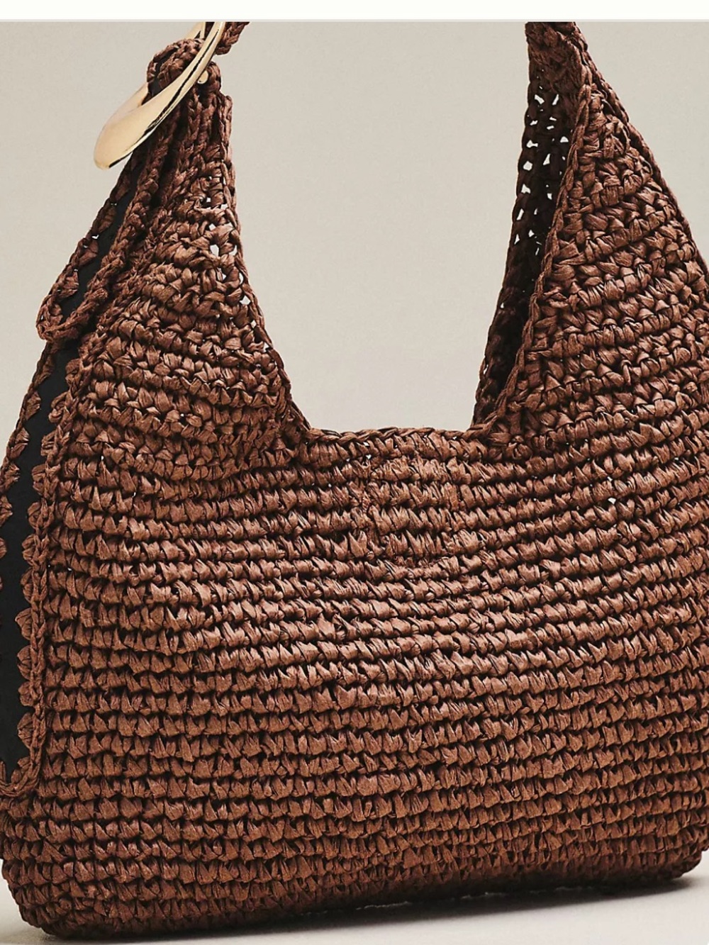 Anthropologie Brown Woven Raffia Shoulder Bag